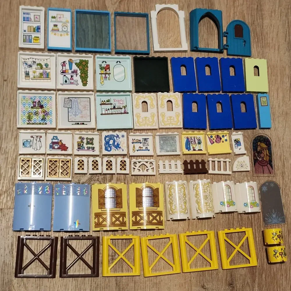 LEGO Lot of 62 Disney & Friends Castle Wall Panel Gate Fence Door Arch Window